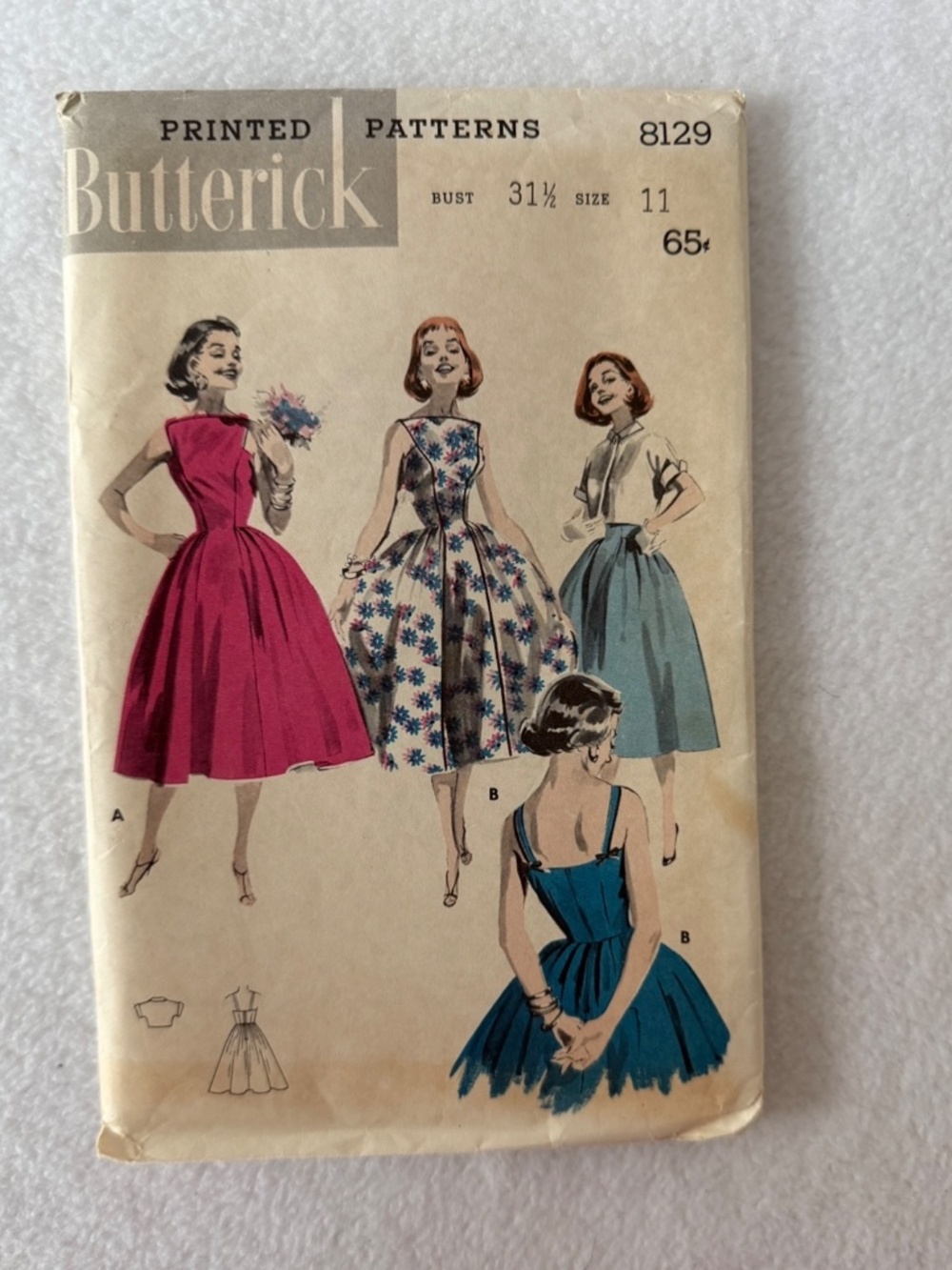 Butterick NIB#8129 Vintage 50's Jr Misses& Misses Dress/Jacket Pattern, Size 11